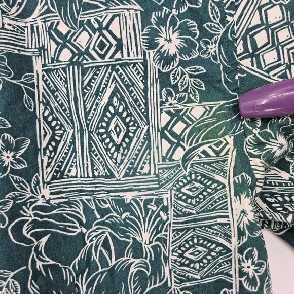 Cooke Street Shirt Mens Large Hawaiian Green Tapa Camp‎ Button Up All Over Print - Picture 5 of 11